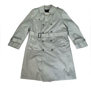 Vintage Adams Row Mens Size 40R Lined Khaki Belted Trench Coat